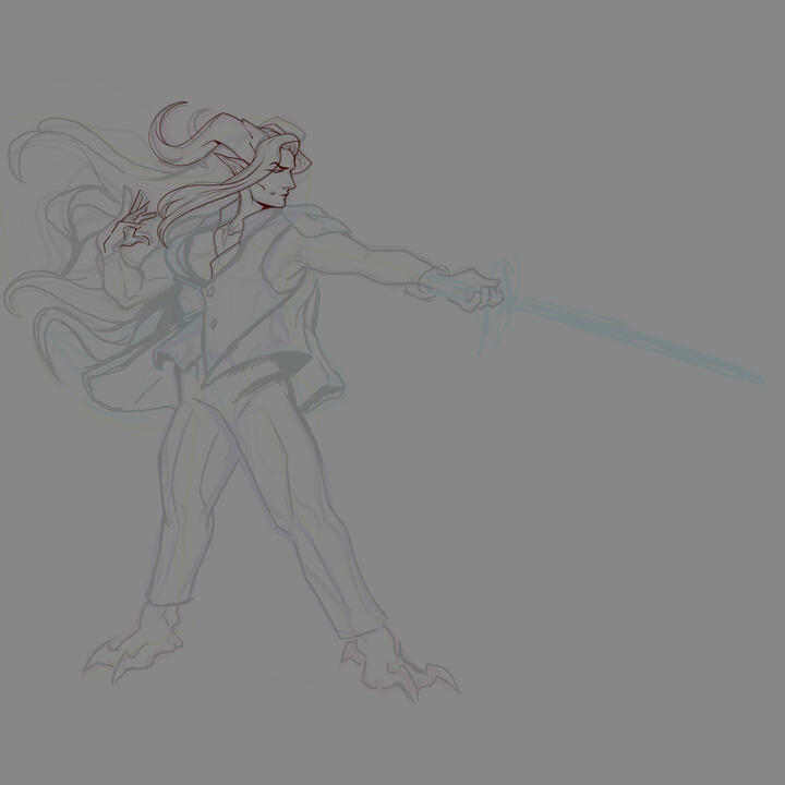 A test sketch of Fafner, an NPC important to the party